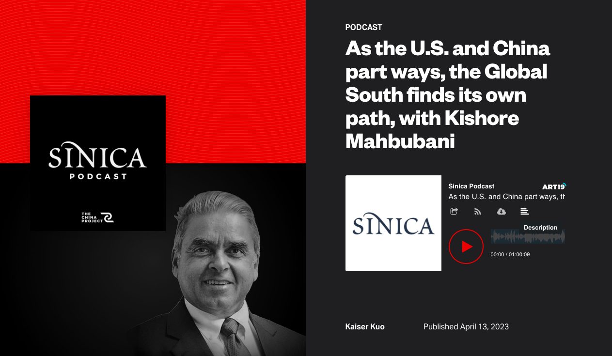 As the U.S. and China part ways, the Global South finds its own path, with Kishore Mahbubani